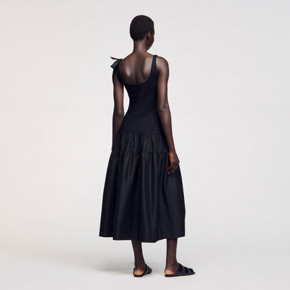 Maxi dual-material dress | Sandro
