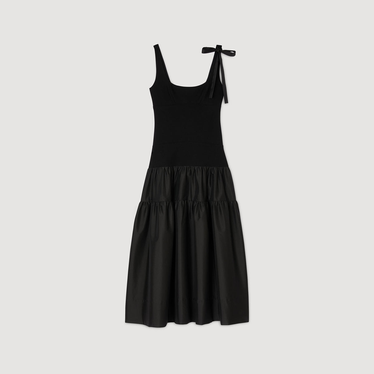 Maxi dual-material dress | Sandro