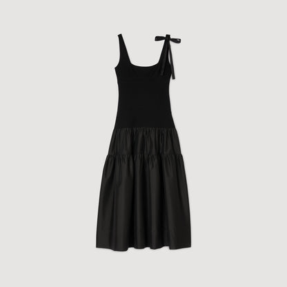 Maxi dual-material dress | Sandro