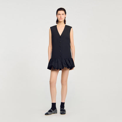 Mini tailored dress with ruffle | Sandro