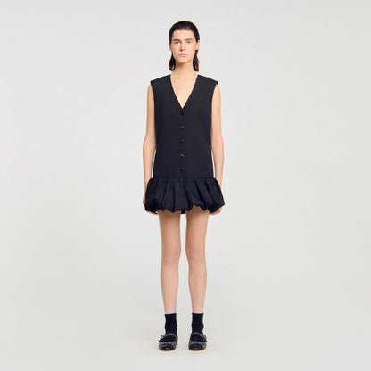 Mini tailored dress with ruffle | Sandro