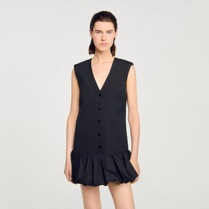 Mini tailored dress with ruffle | Sandro