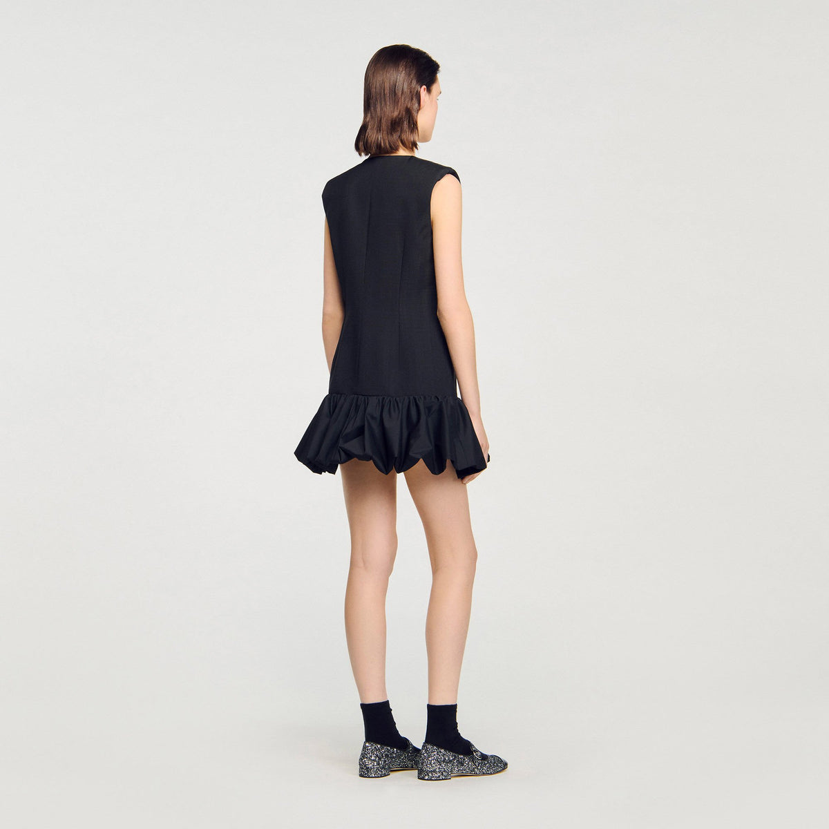 Mini tailored dress with ruffle | Sandro