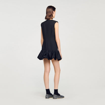 Mini tailored dress with ruffle | Sandro
