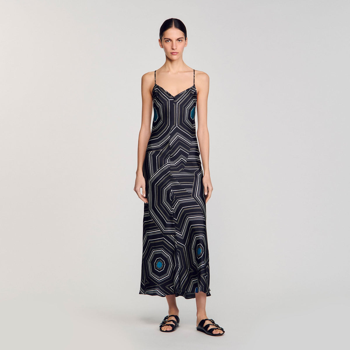 Patterned silk maxi dress | Sandro
