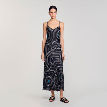 Patterned silk maxi dress | Sandro