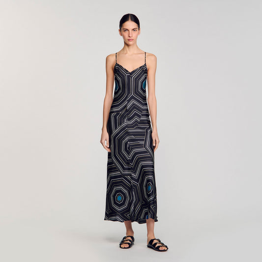 Patterned silk maxi dress | Sandro