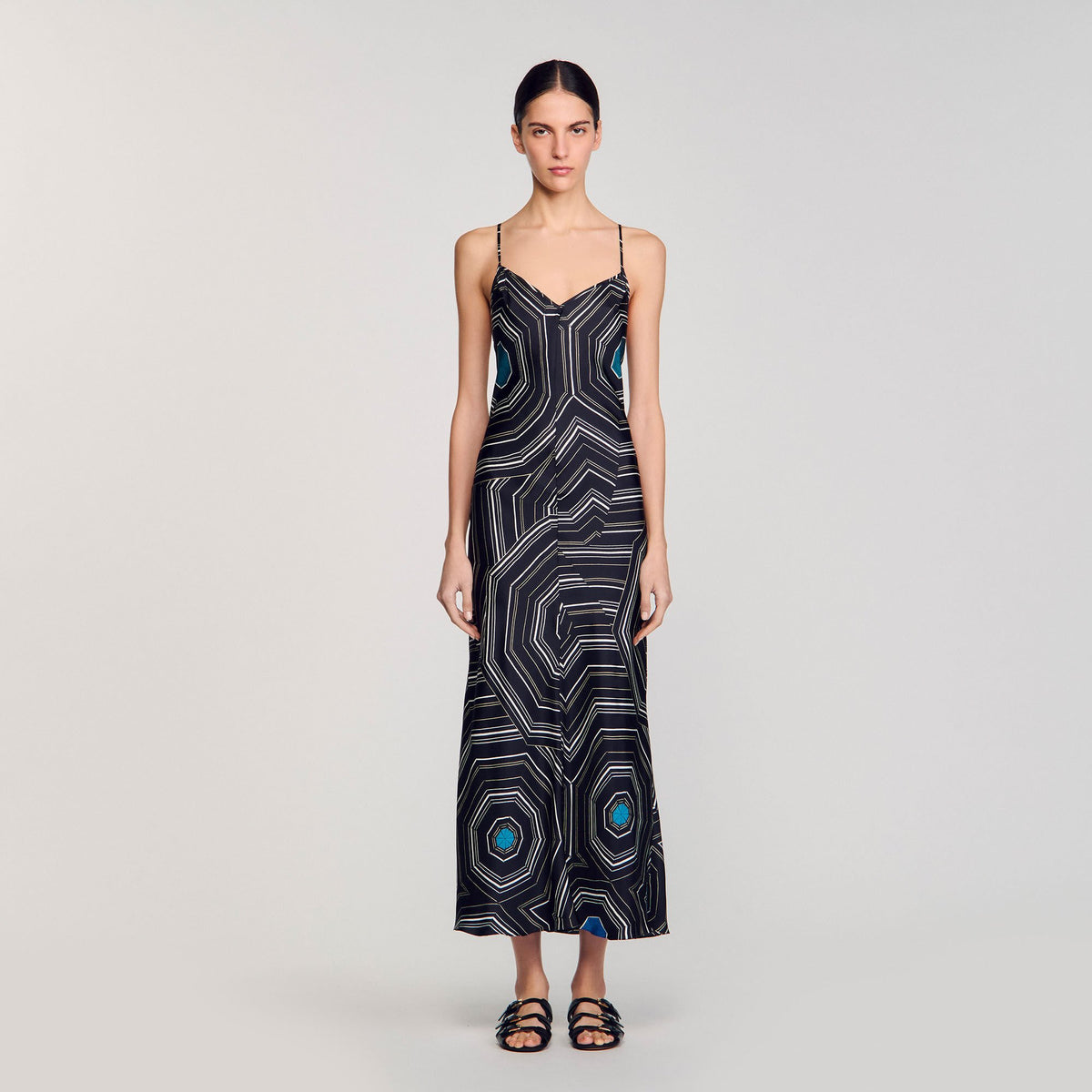 Patterned silk maxi dress | Sandro