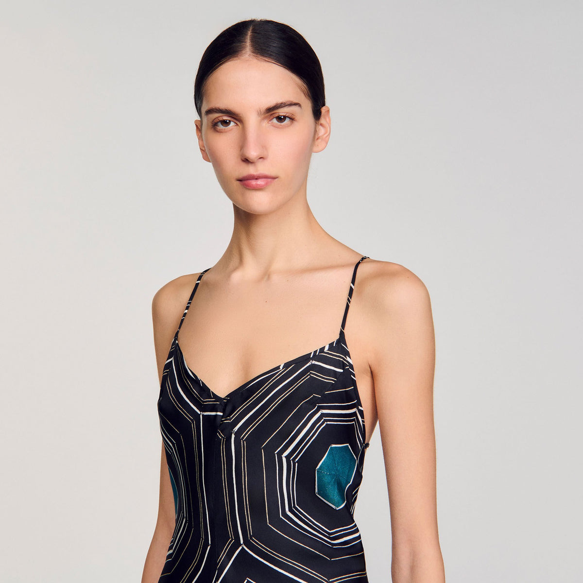 Patterned silk maxi dress | Sandro