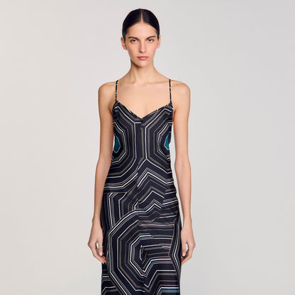 Patterned silk maxi dress | Sandro