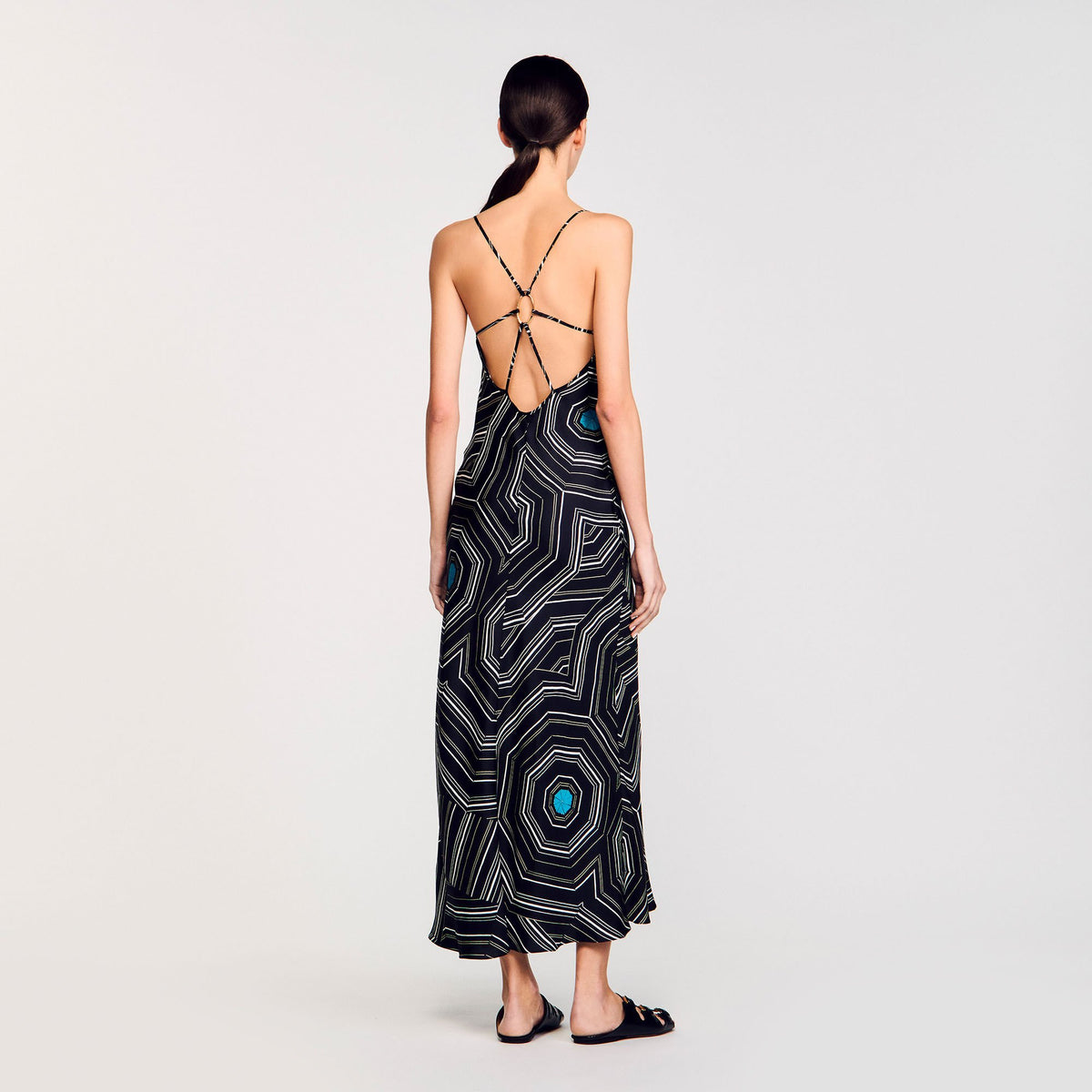 Patterned silk maxi dress | Sandro