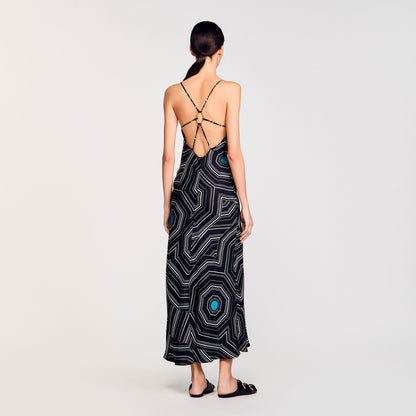 Patterned silk maxi dress | Sandro