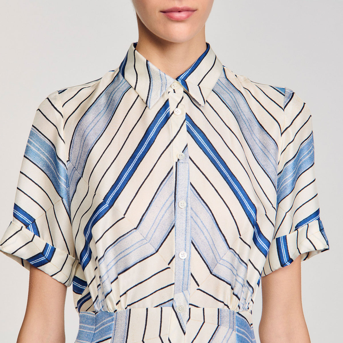 Spiral-motif silk midi dress | Sandro