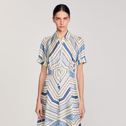 Spiral-motif silk midi dress | Sandro