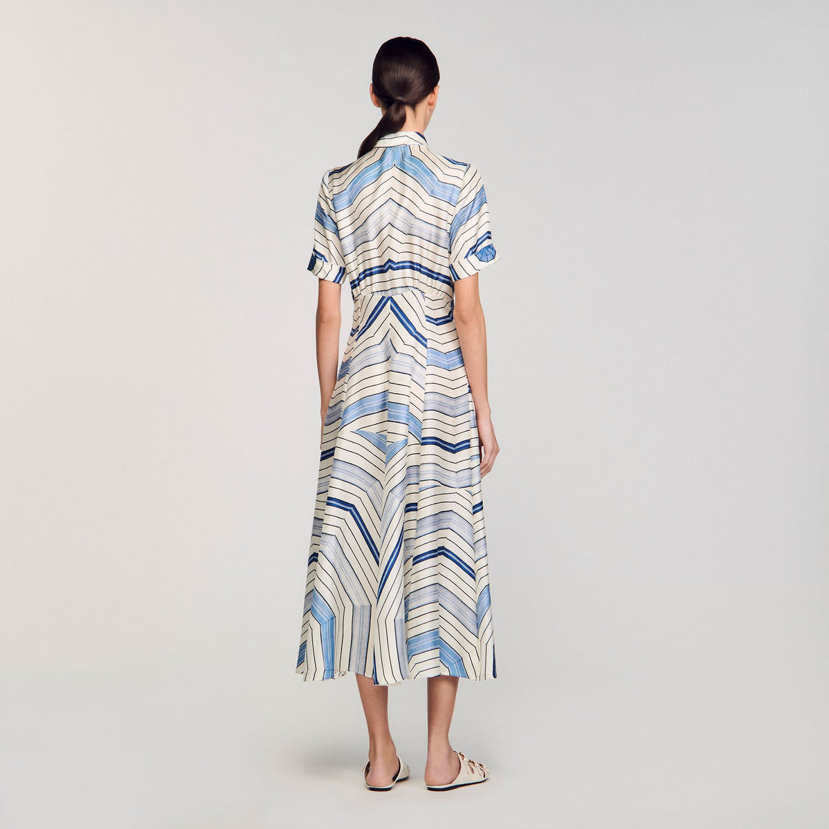 Spiral-motif silk midi dress | Sandro