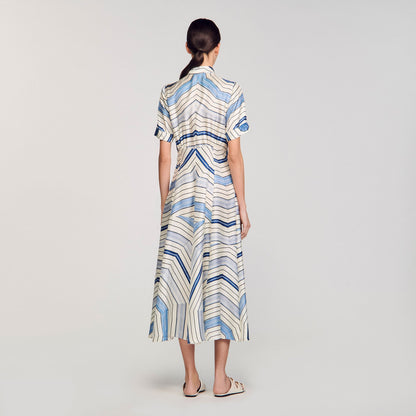 Spiral-motif silk midi dress | Sandro