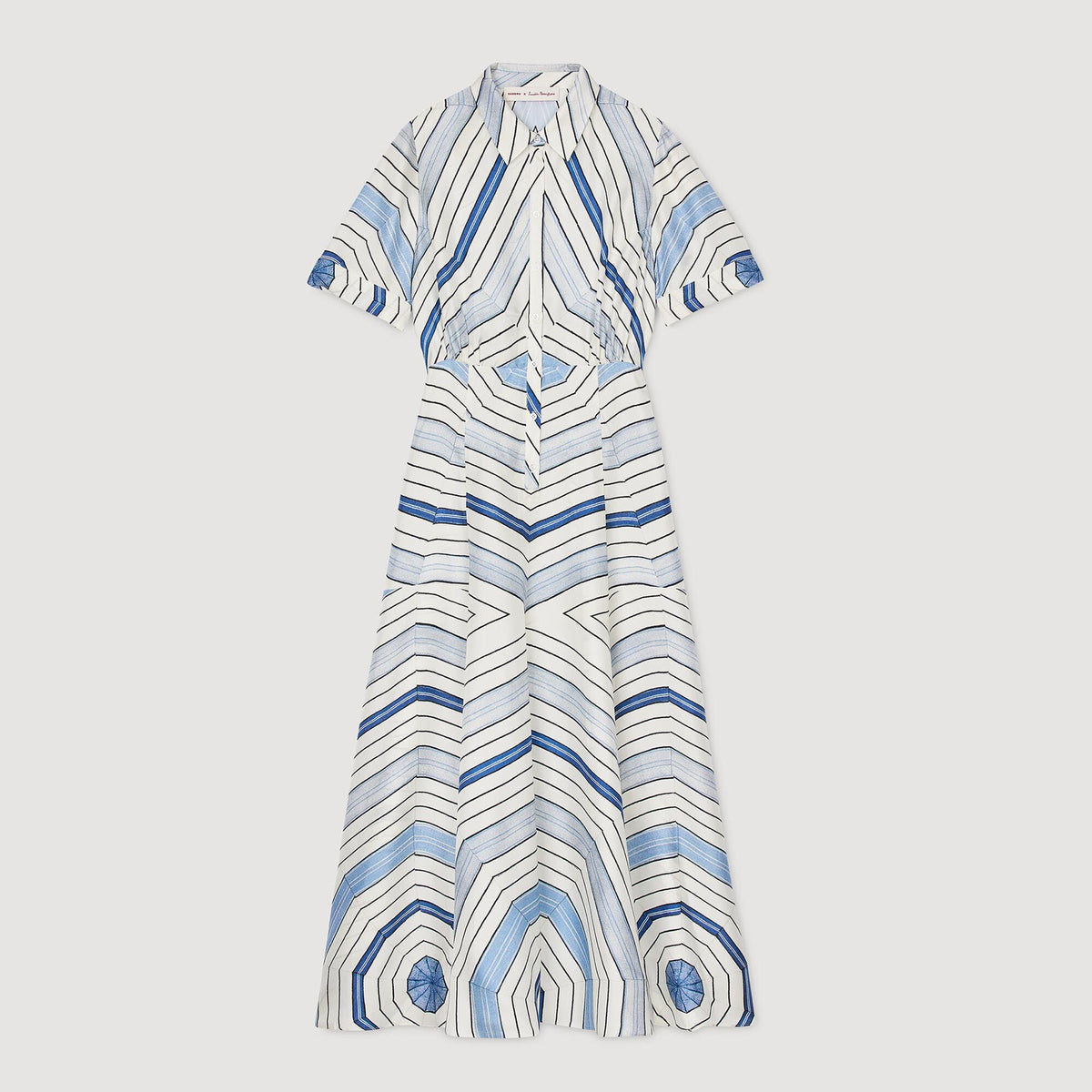Spiral-motif silk midi dress | Sandro
