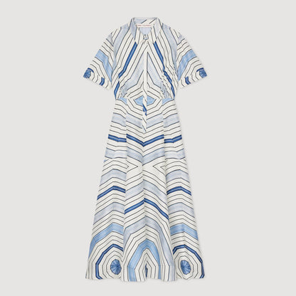 Spiral-motif silk midi dress | Sandro