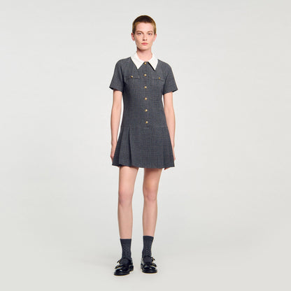 Mini pleated dress with rhinestones | Sandro