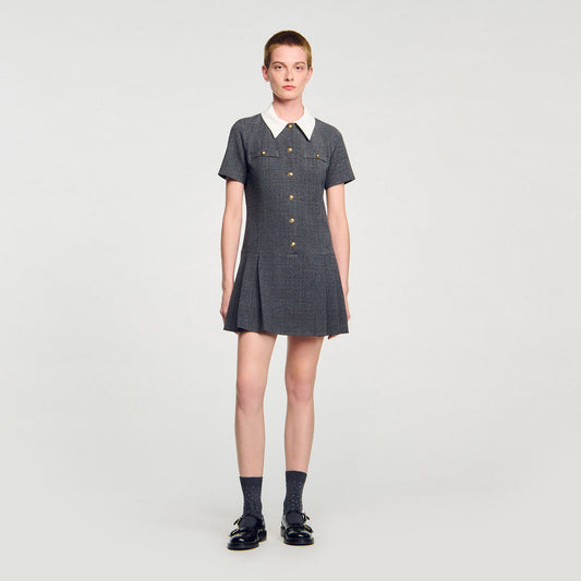 Mini pleated dress with rhinestones | Sandro