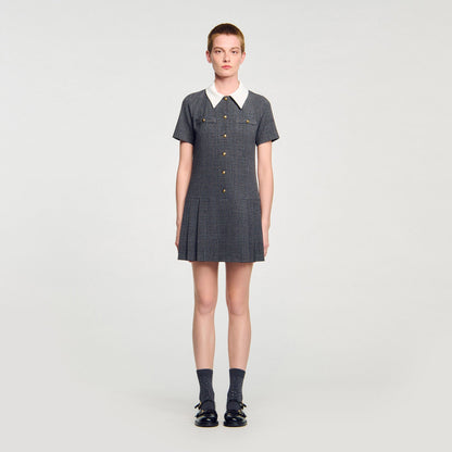 Mini pleated dress with rhinestones | Sandro