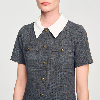 Mini pleated dress with rhinestones | Sandro