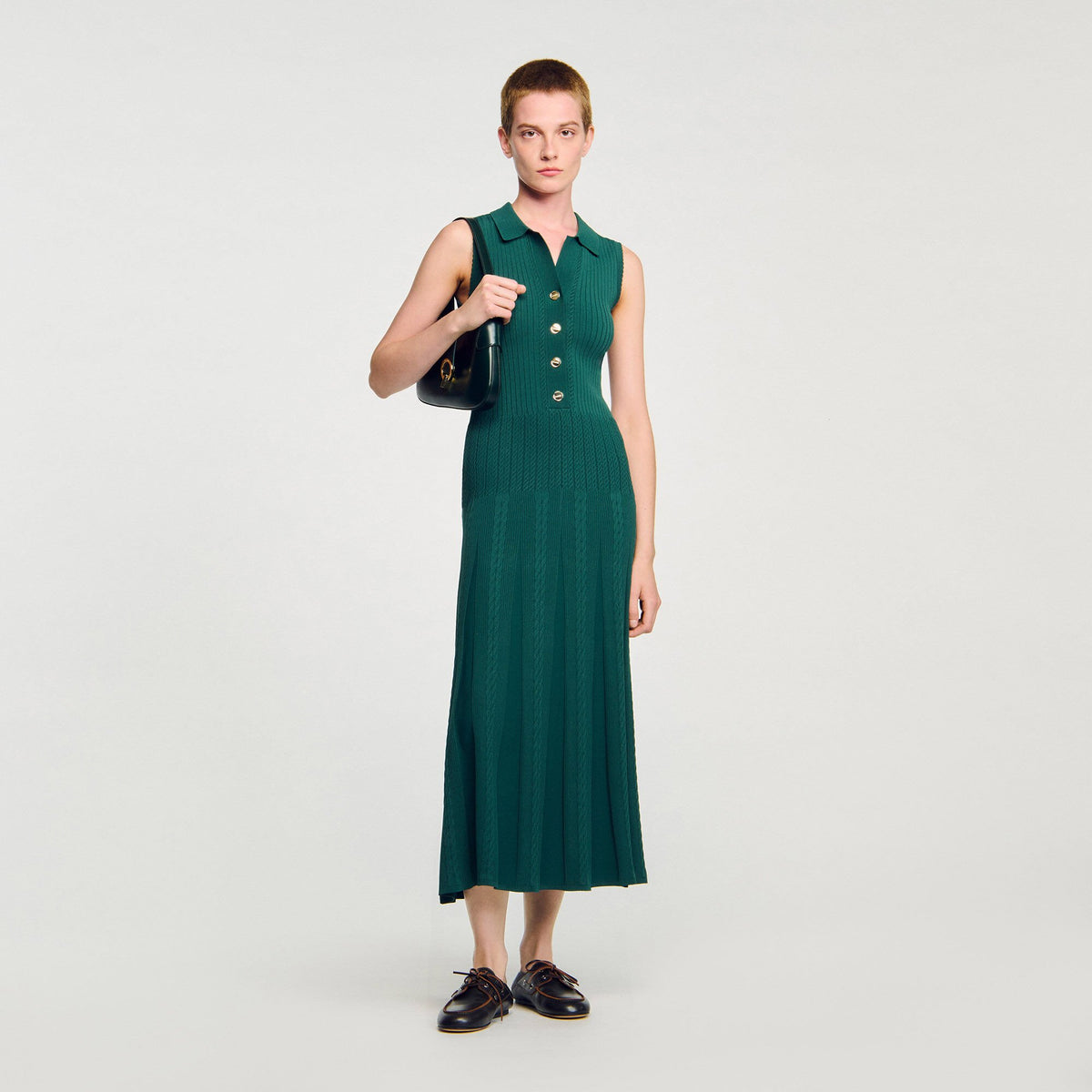 Knit dress with polo neck | Sandro