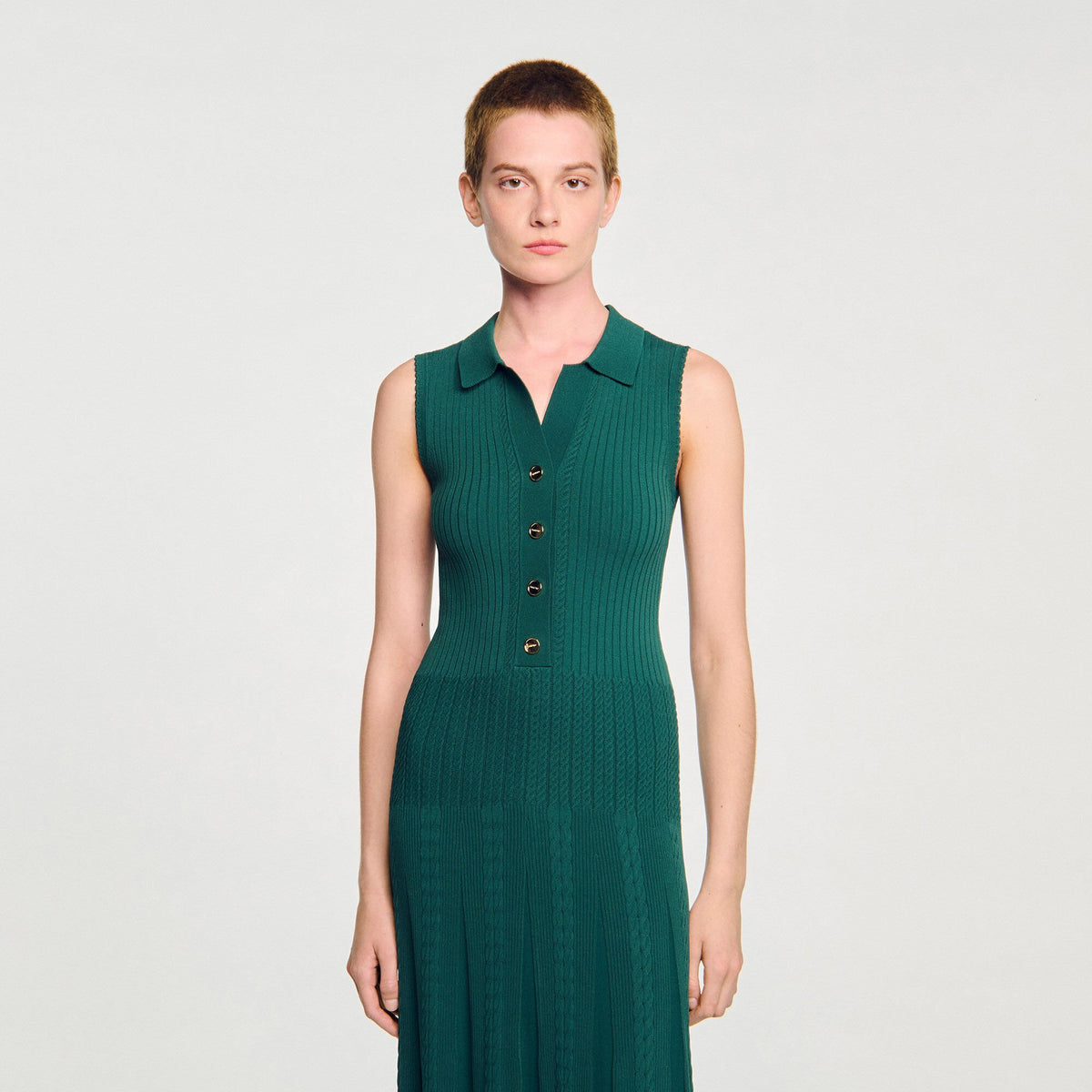 Knit dress with polo neck | Sandro
