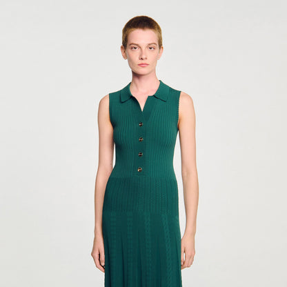 Knit dress with polo neck | Sandro