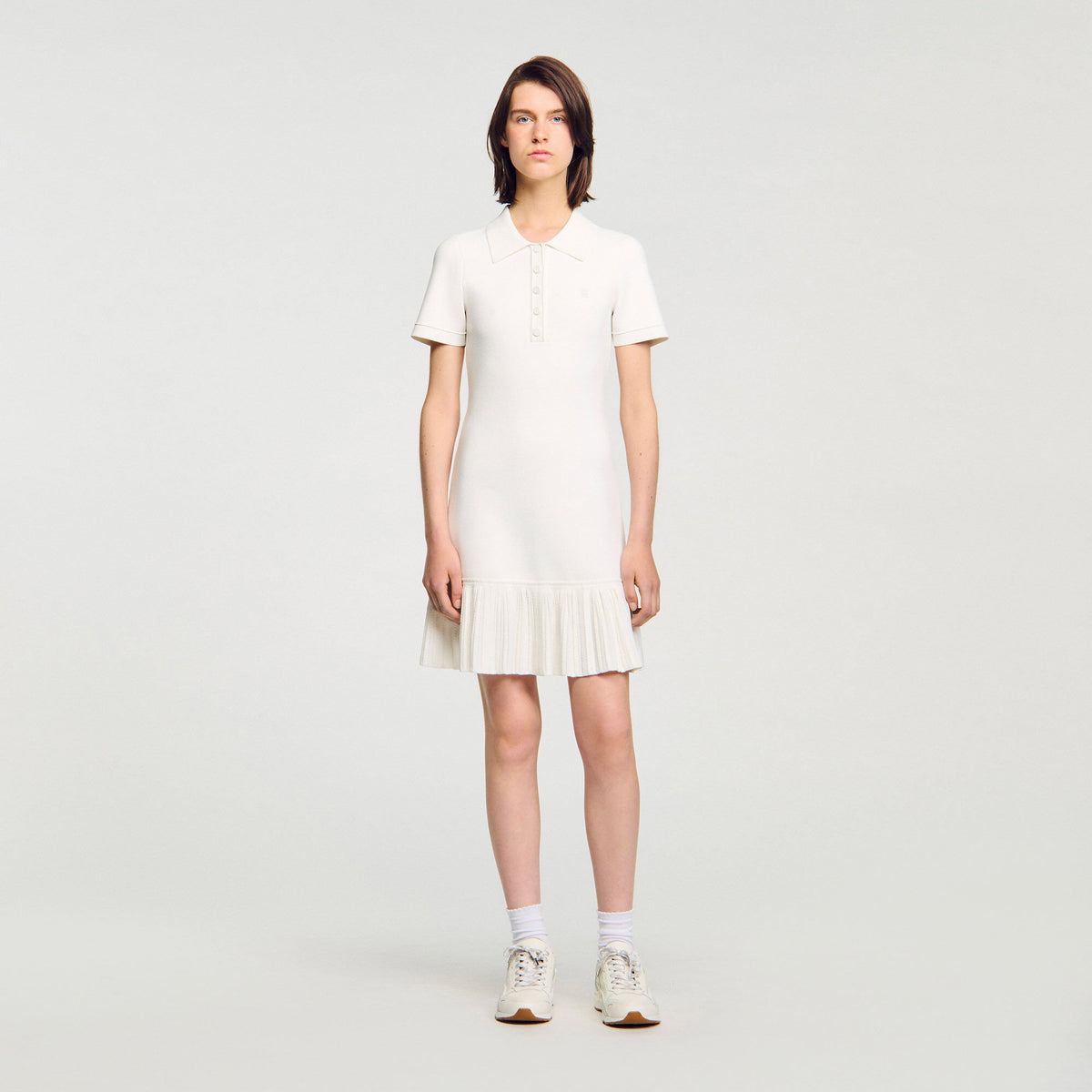Mini knit dress with polo neck | Sandro