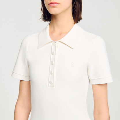 Mini knit dress with polo neck | Sandro