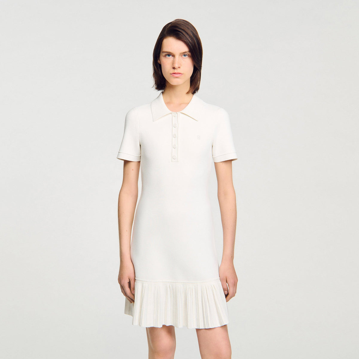 Mini knit dress with polo neck | Sandro