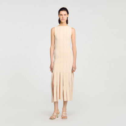 Fringed knit maxi dress | Sandro