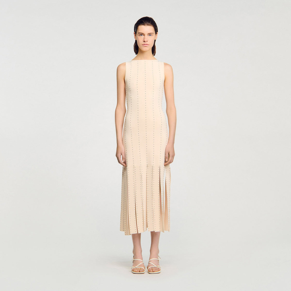 Fringed knit maxi dress | Sandro