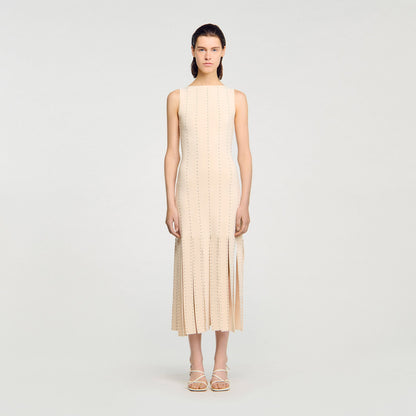 Fringed knit maxi dress | Sandro
