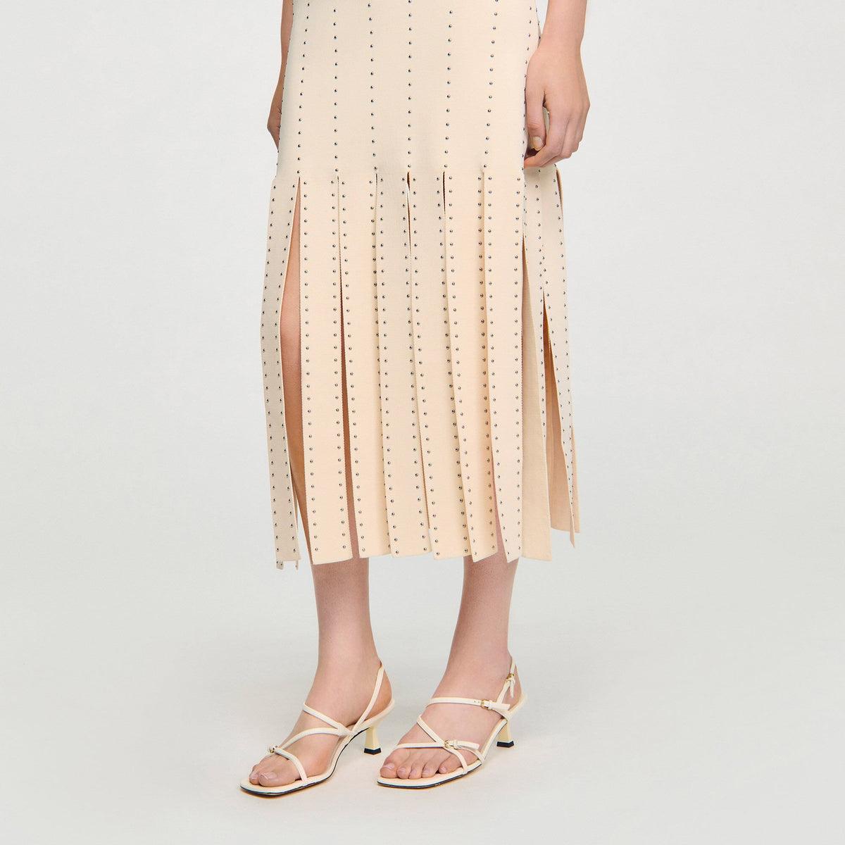 Fringed knit maxi dress | Sandro