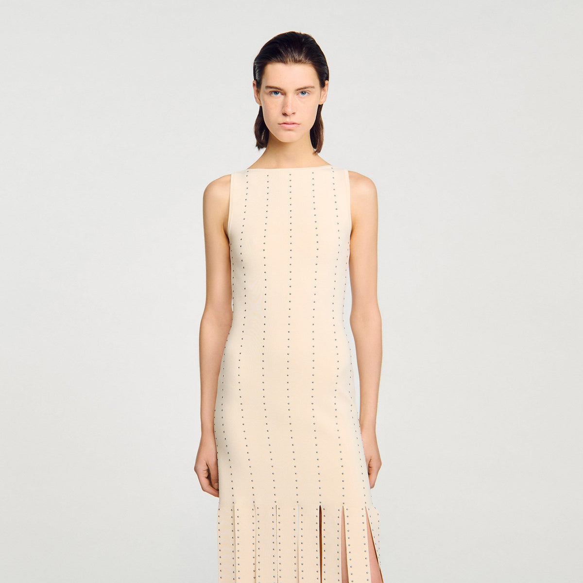 Fringed knit maxi dress | Sandro