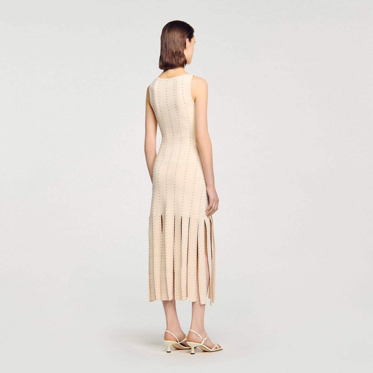 Fringed knit maxi dress | Sandro