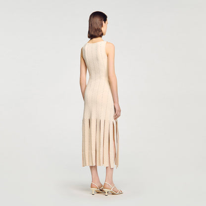 Fringed knit maxi dress | Sandro