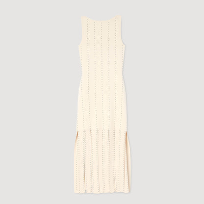 Fringed knit maxi dress | Sandro