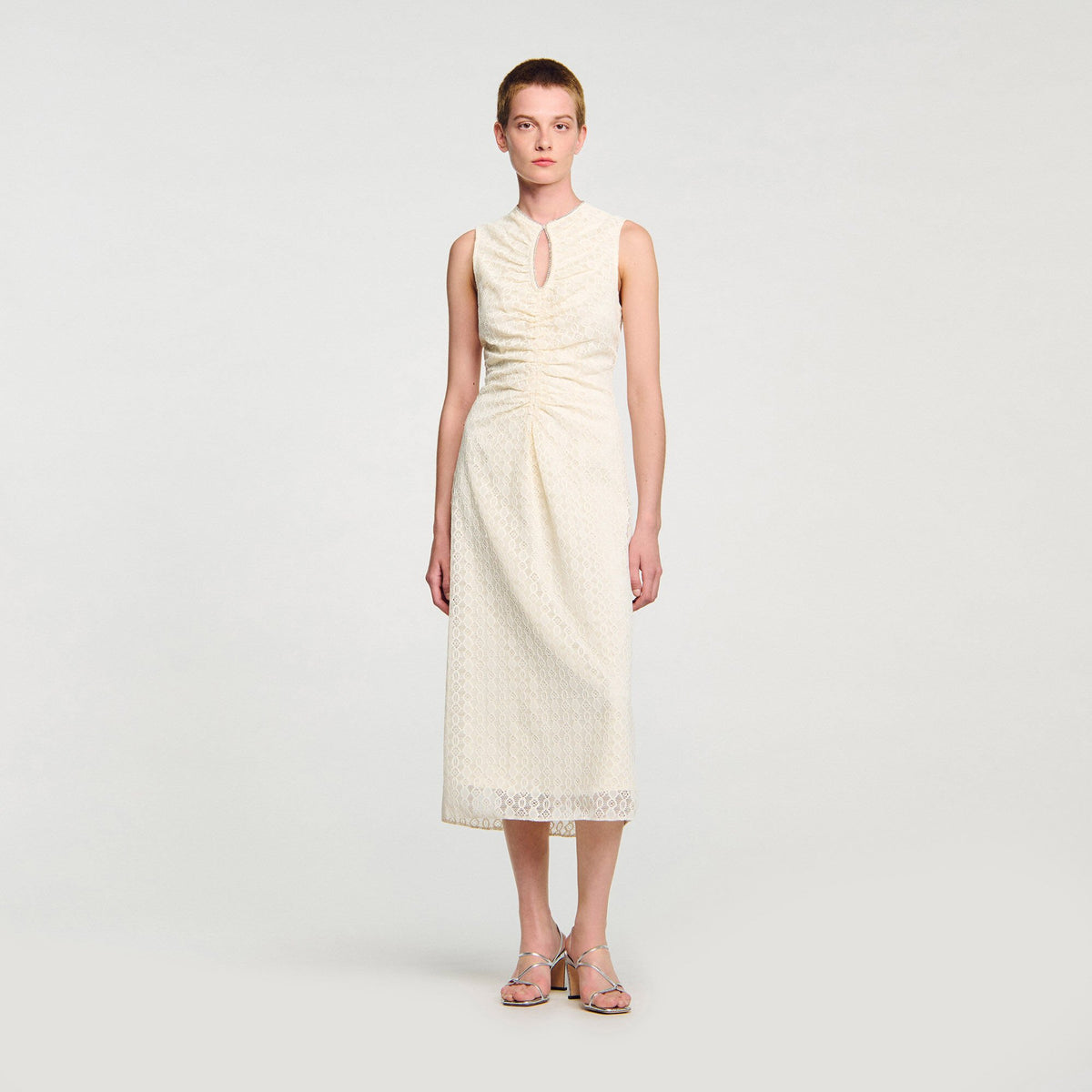 Lace keyhole maxi dress | Sandro