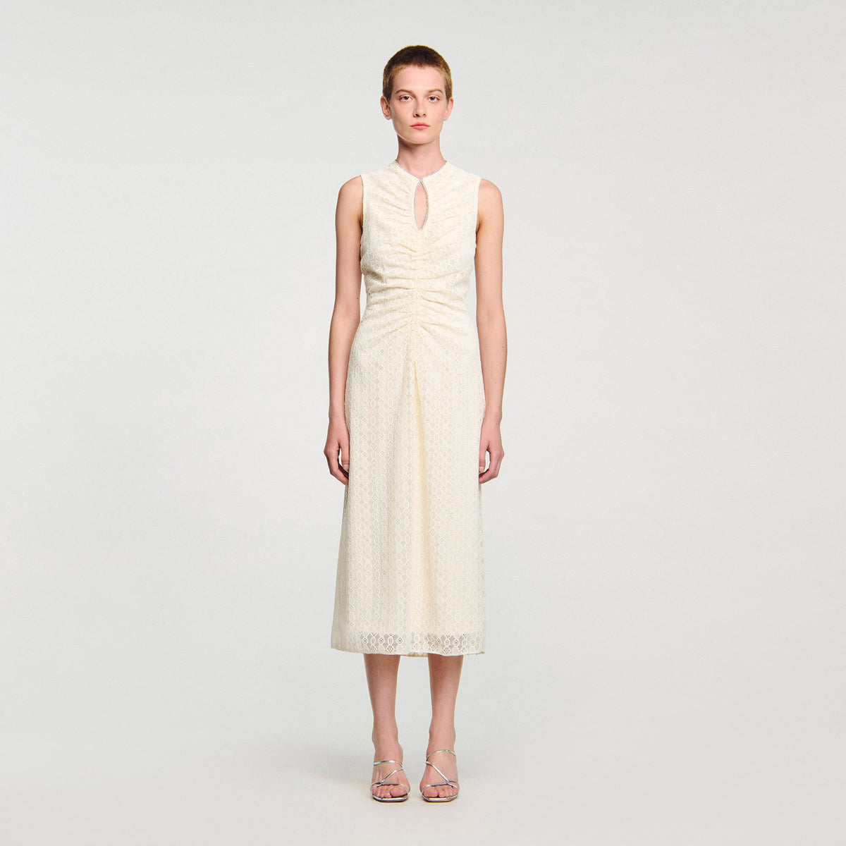 Lace keyhole maxi dress | Sandro