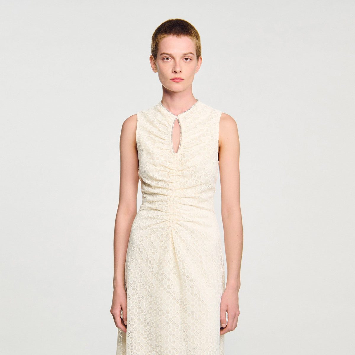 Lace keyhole maxi dress | Sandro