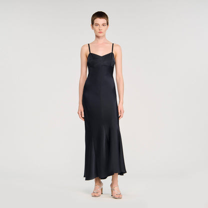 Satin-effect maxi dress | Sandro
