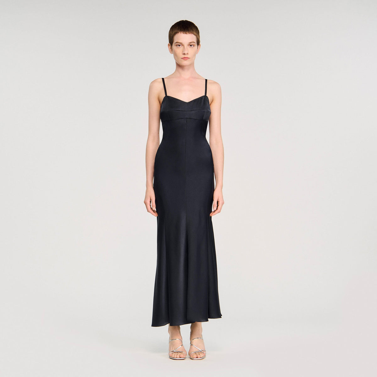 Satin-effect maxi dress | Sandro