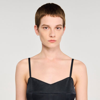 Satin-effect maxi dress | Sandro