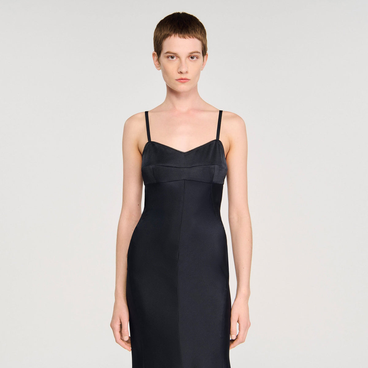 Satin-effect maxi dress | Sandro