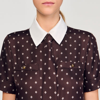 Printed satin-effect mini dress | Sandro