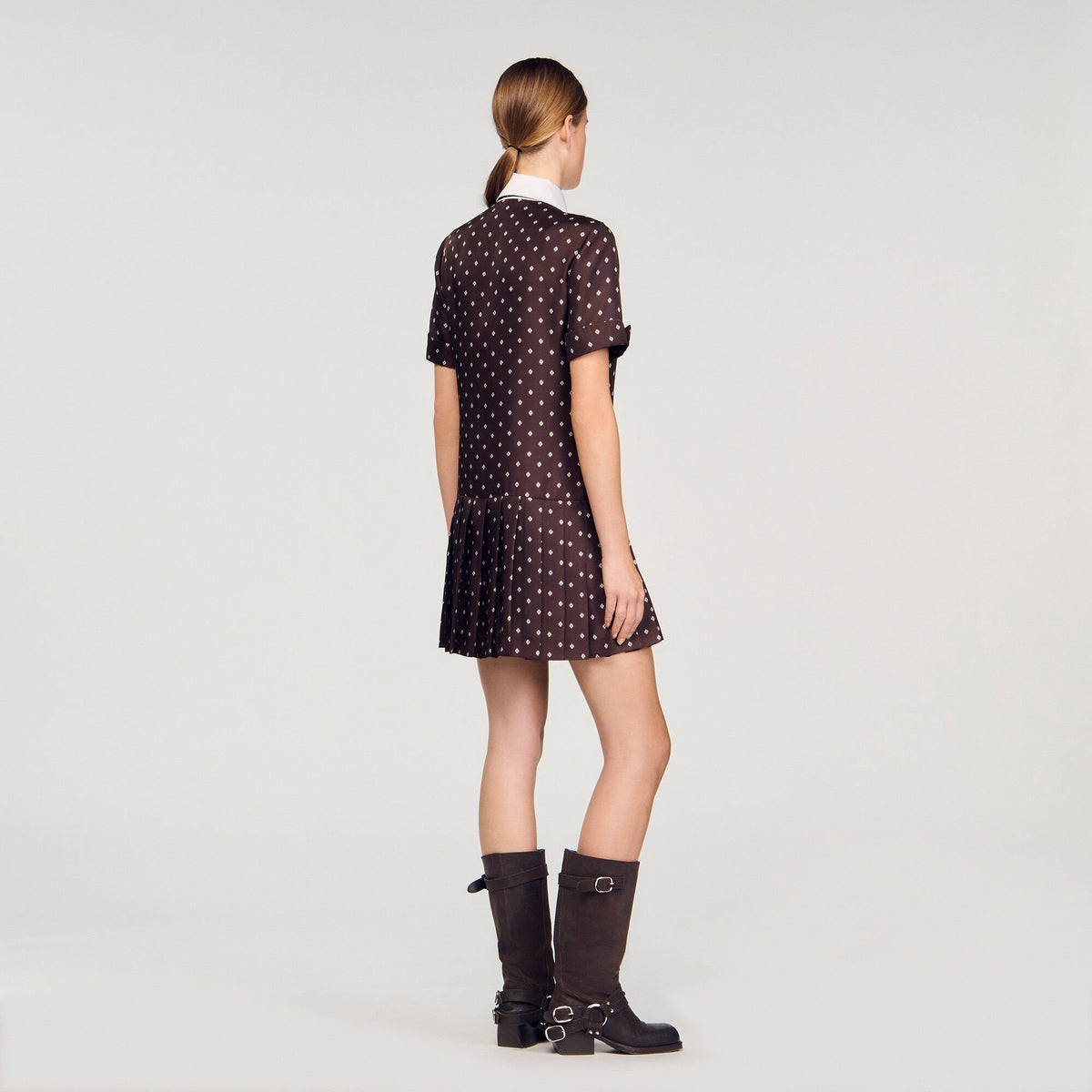 Printed satin-effect mini dress | Sandro