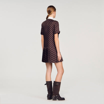 Printed satin-effect mini dress | Sandro